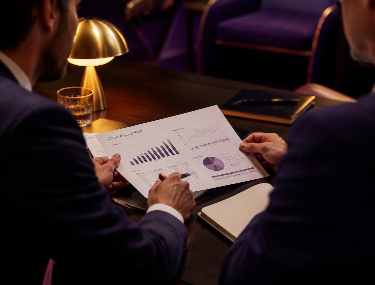 Executives reviewing a financial report